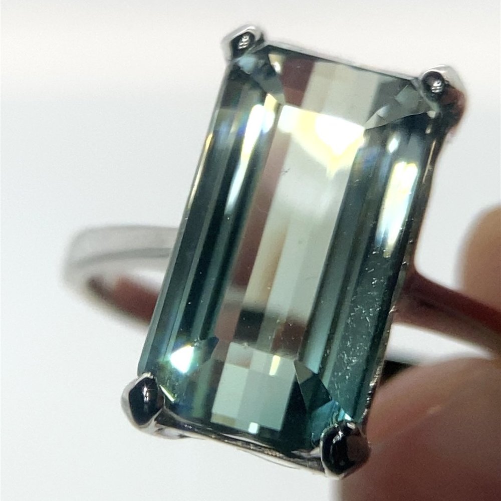 Bi Color Tourmaline 5.14ct Solid 14K White Gold Ring